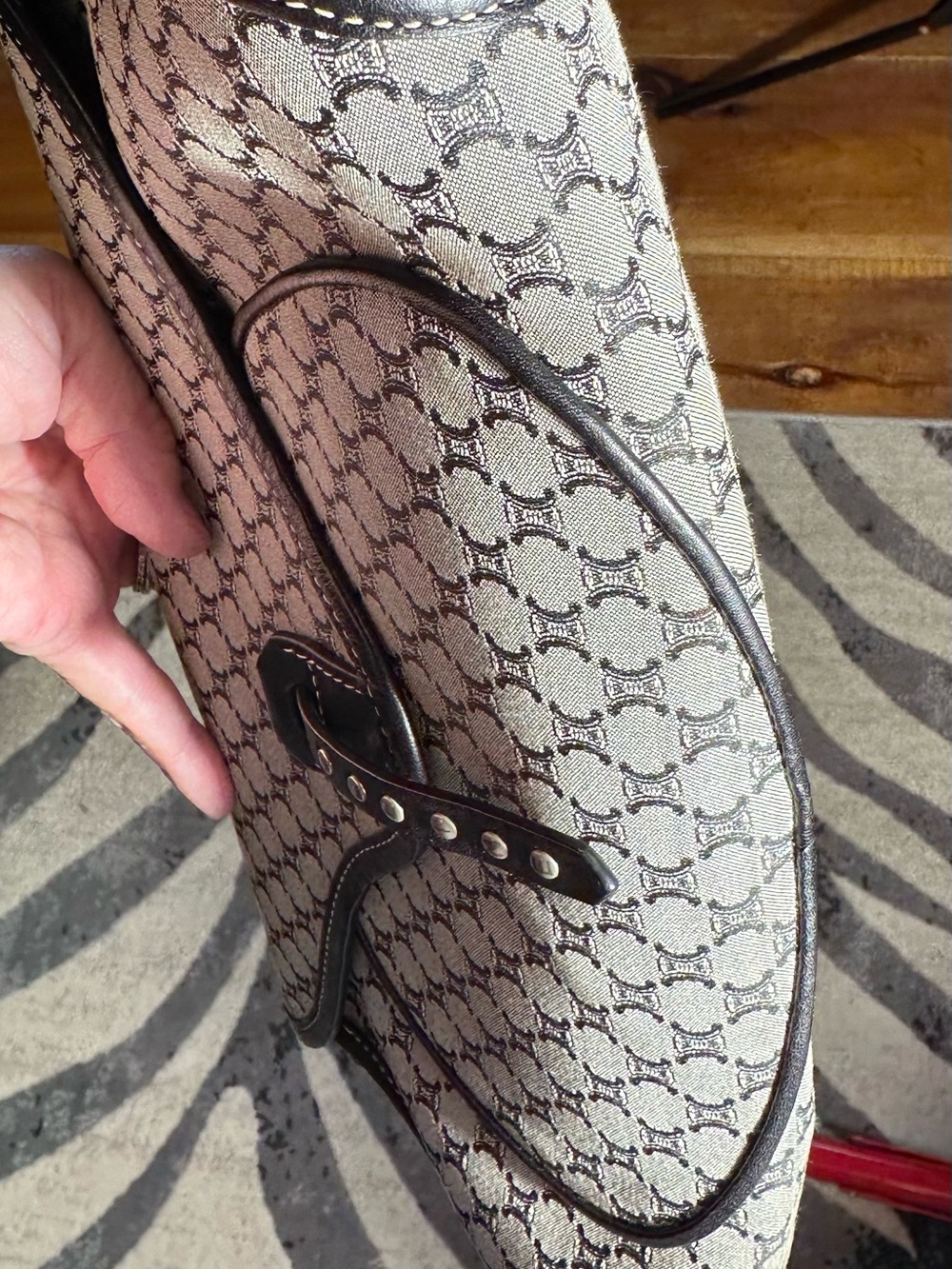 Celine Monogram Canvas shoulder bag with Black Trim - Picture 6 of 8